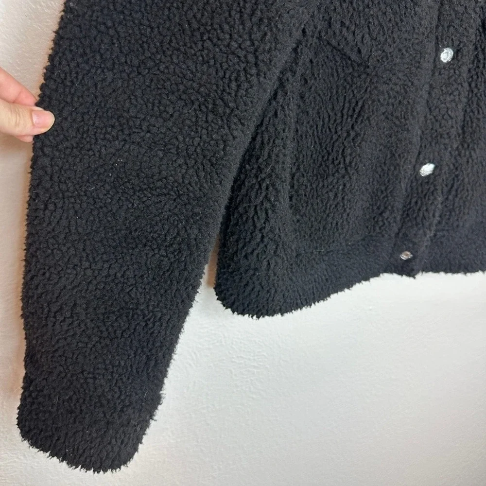 Vero Moda Black Teddy Fleece Button Up Jacket Sherpa Lined Women's Medium - Picture 5 of 6